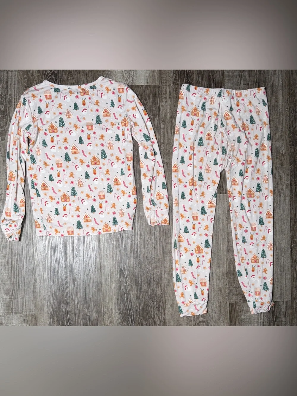 Sweet Bamboo Kids Grey Christmas Santa’s Cookies  Pajama Set- Size 6